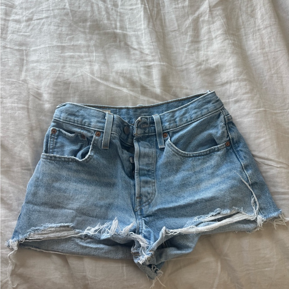 Levi's Light Blue Distressed Jean Shorts